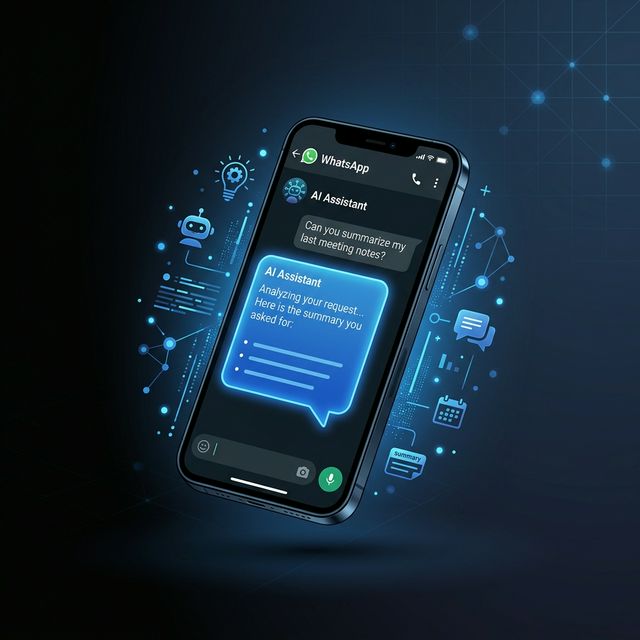 Smartphone mostrando interface do WhatsApp com agente de IA respondendo mensagens automaticamente
